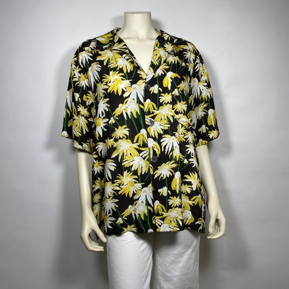 LOEWE Yellow/Black Daisy Floral Print 'Bowling' Shirt - Picture 3 of 10
